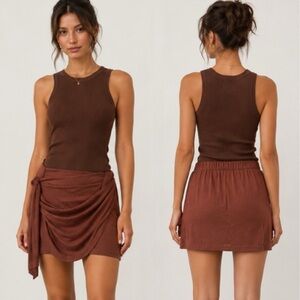 Every Chocolate Brown Ribbed Racer Back Sleeveless Tank Top Women’s M Medium